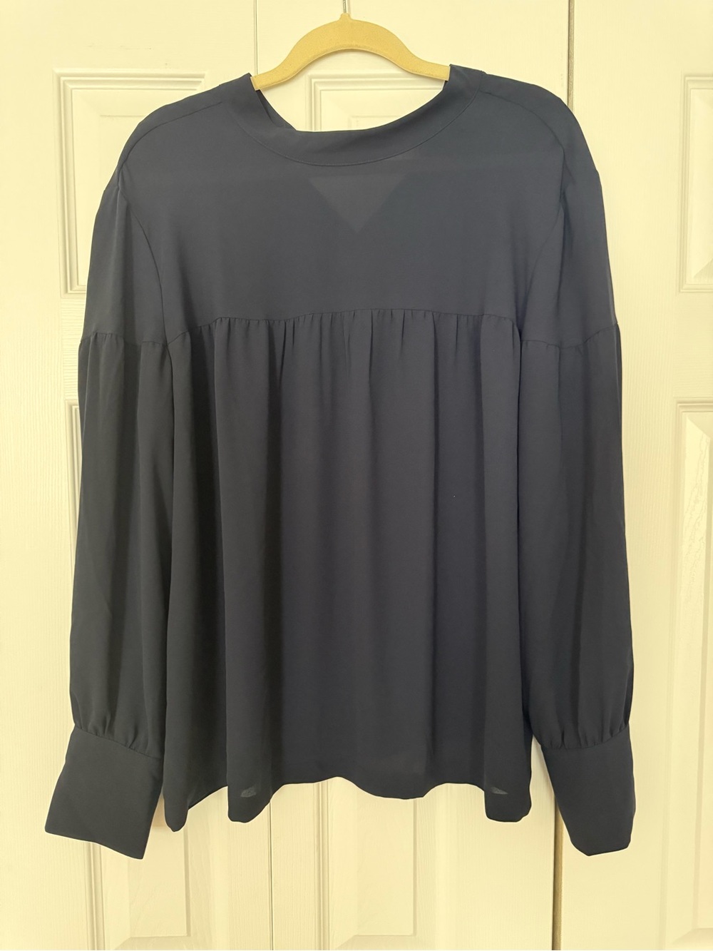 Loft Navy Long-Sleeve Peasant Blouse